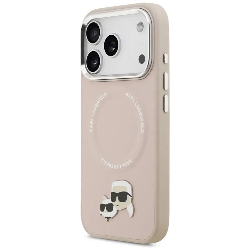 Karl Lagerfeld Karl & Choupette Pins MagSafe – dėklas iPhone 17 Pro (rožinis)