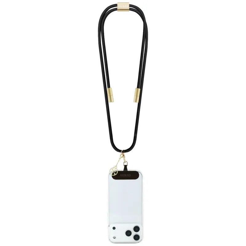 Guess Crossbody Strap 4G Charm – Universalus telefono dirželis / USB-C į USB-C kabelis 1,5 m (juodas)