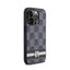 DKNY Leather Checkered Mono Pattern & Printed Stripes – dėklas iPhone 14 Pro (juodas)