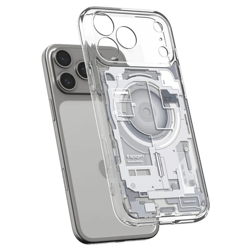 Spigen Ultra Hybrid Mag MagSafe – dėklas, skirtas iPhone 18 Pro / 17 Pro (Zero One White)