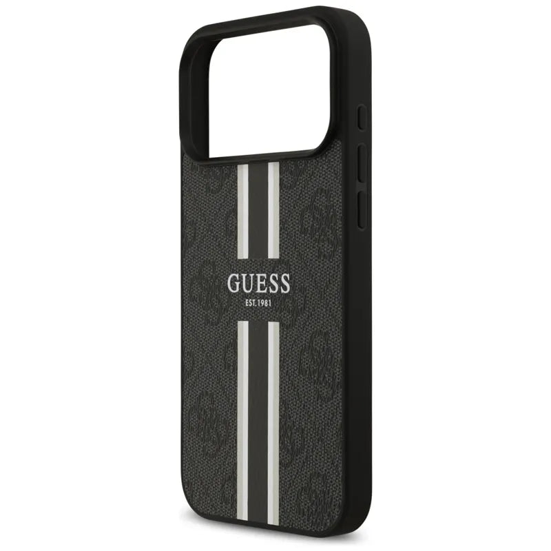 Guess 4G Printed Stripes MagSafe - Dėklas iPhone 17 Pro Max (juodas)