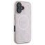 Guess Saffiano Peony Classic Logo MagSafe – dėklas iPhone 16 (rožinis)