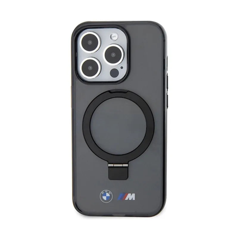 BMW Ring Stand M Collection MagSafe dėklas, skirtas iPhone 15 Pro (juodas)