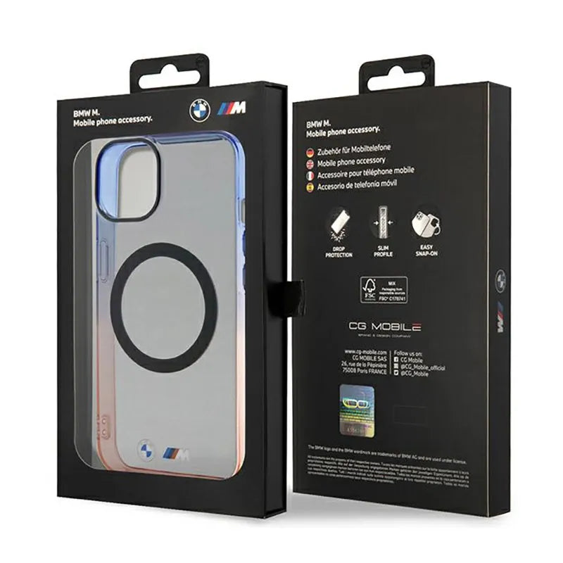 BMW Gradient Bumper MagSafe – dėklas „iPhone 14“ (pilkas)