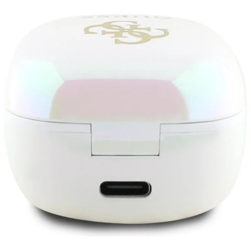 Guess 4G Printed Logo – „Bluetooth“ TWS ausinės + įkrovimo dėklas (baltos)