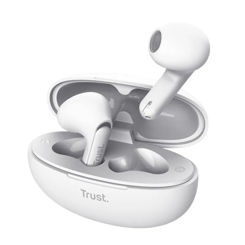 Trust Yavi – belaidės Bluetooth TWS ausinės su įkrovimo dėklu ir ENC (baltos)