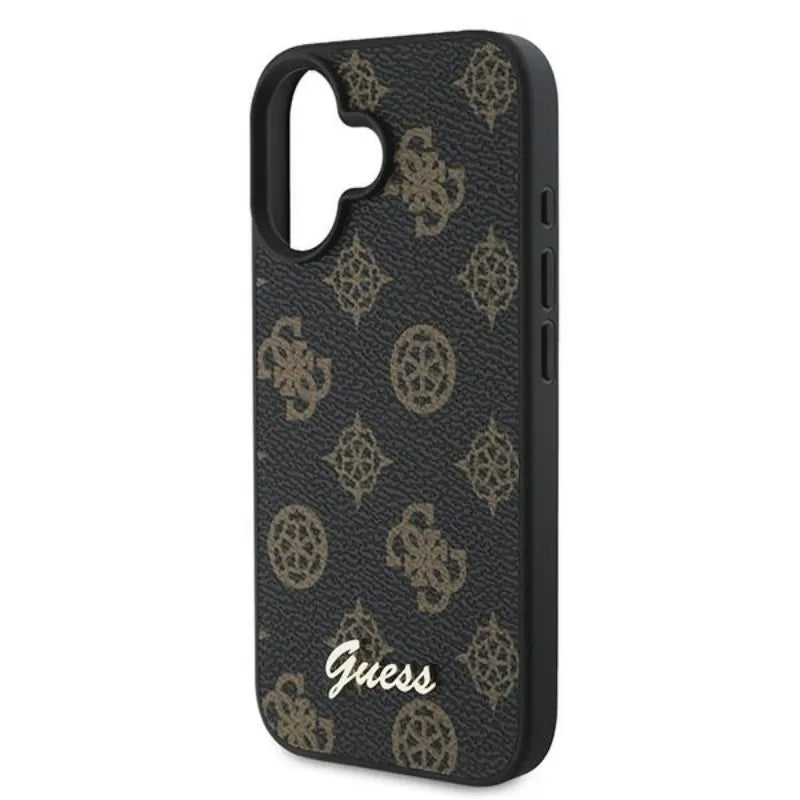 Guess Peony Script MagSafe – dėklas iPhone 16 Plus (juodas)
