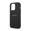 Guess Saffiano Metal Logo Stripes – dėklas iPhone 14 Pro (juodas)
