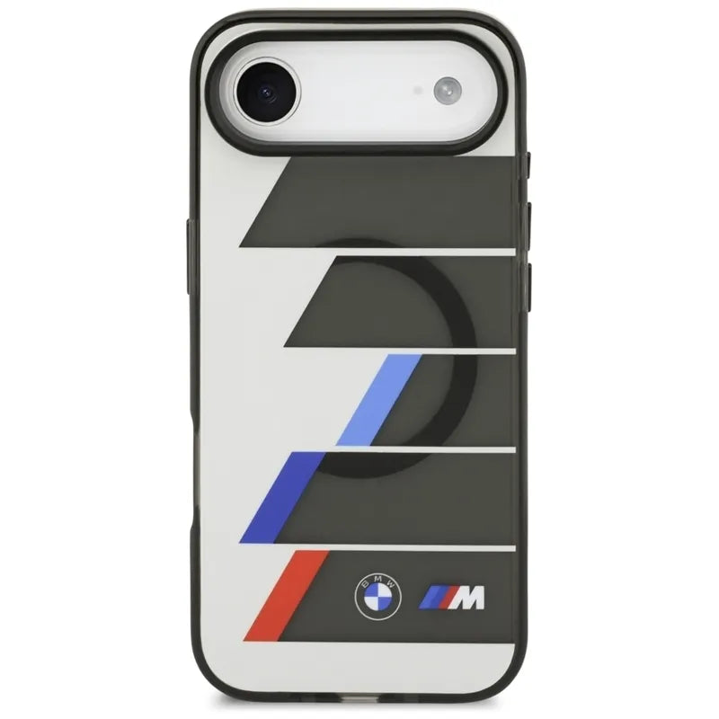 BMW M IML Metal Buttons Tricolor Lines MagSafe – dėklas iPhone Air (antracito spalvos)