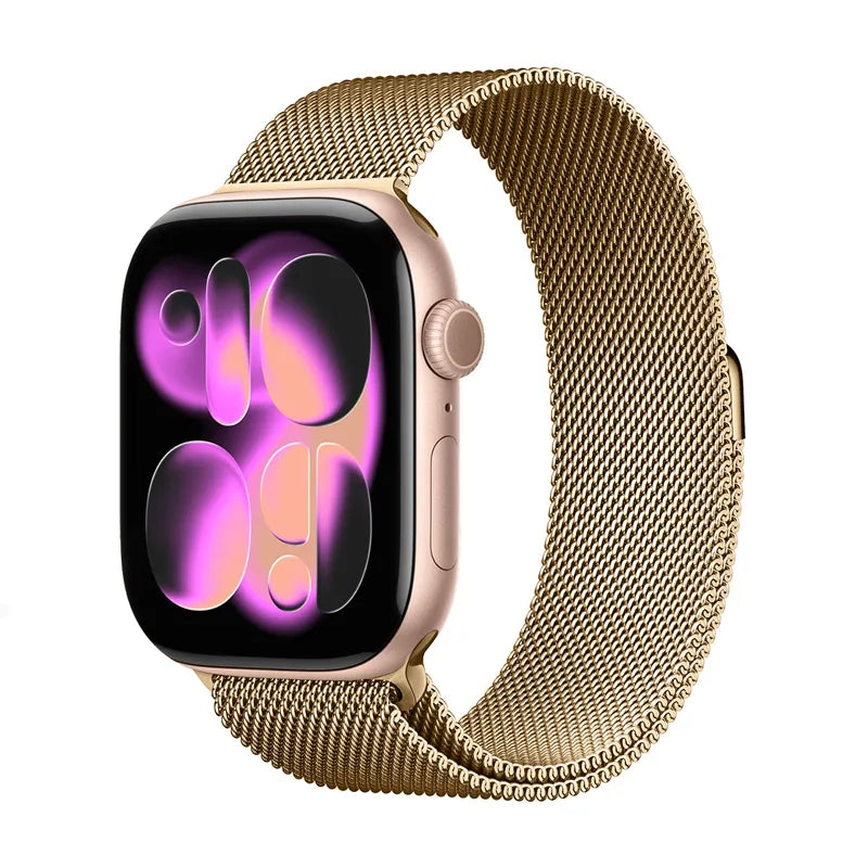 Crong Milano Steel – nerūdijančio plieno dirželis Apple Watch 44/45/46/49 mm (rožinio aukso spalvos)