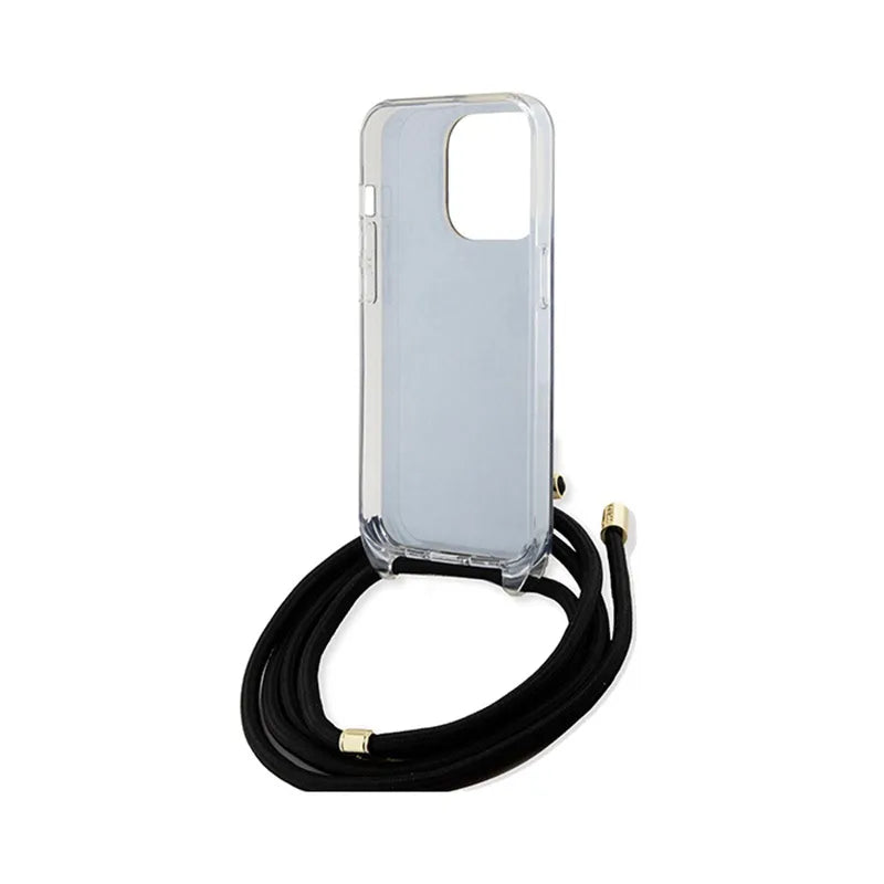 Guess Crossbody Cord 4G Print - dėklas iPhone 15 Pro (juodas)