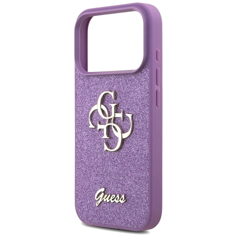 „Guess Fixed Glitter Big 4G“ – dėklas „iPhone 17 Pro“ (alyvinis)