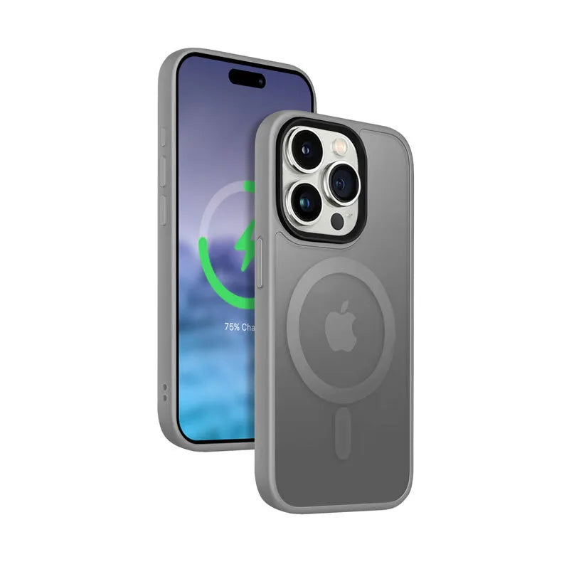 Crong Hybrid Frost MAG Cover – iPhone 15 Pro Max MagSafe dėklas (pilkas)