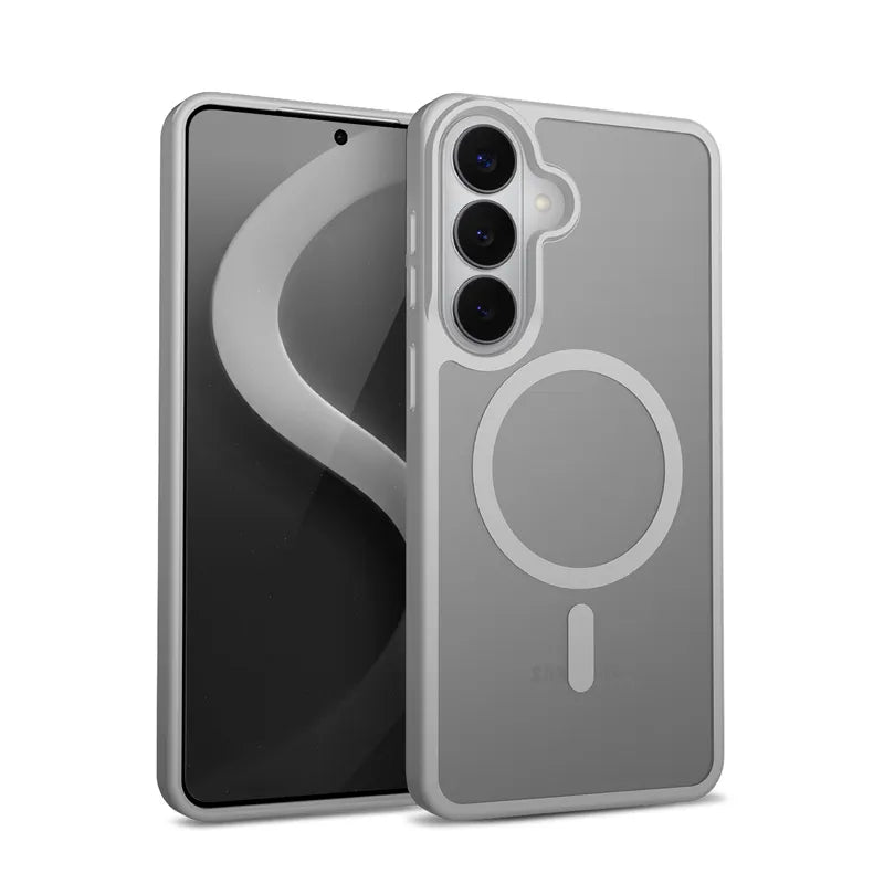 Crong Hybrid Matte Magnetic – „MagSafe“ dėklas, skirtas „Samsung Galaxy S26“ (pilkas)