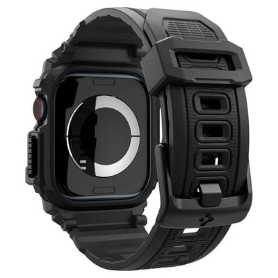 Spigen Rugged Armor Pro - Dirželis su dėklu, skirtas Apple Watch 10 42 mm (matinė juoda)