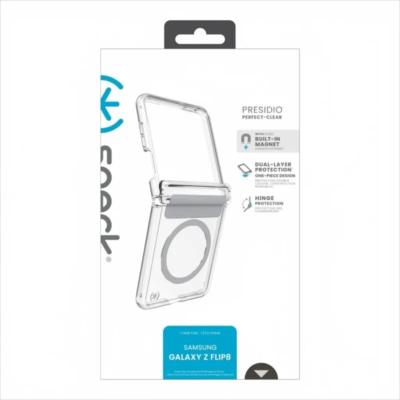 Speck Presidio Perfect-Clear Magnet – Samsung Galaxy Z Flip 8 dėklas su MagSafe (skaidrus)