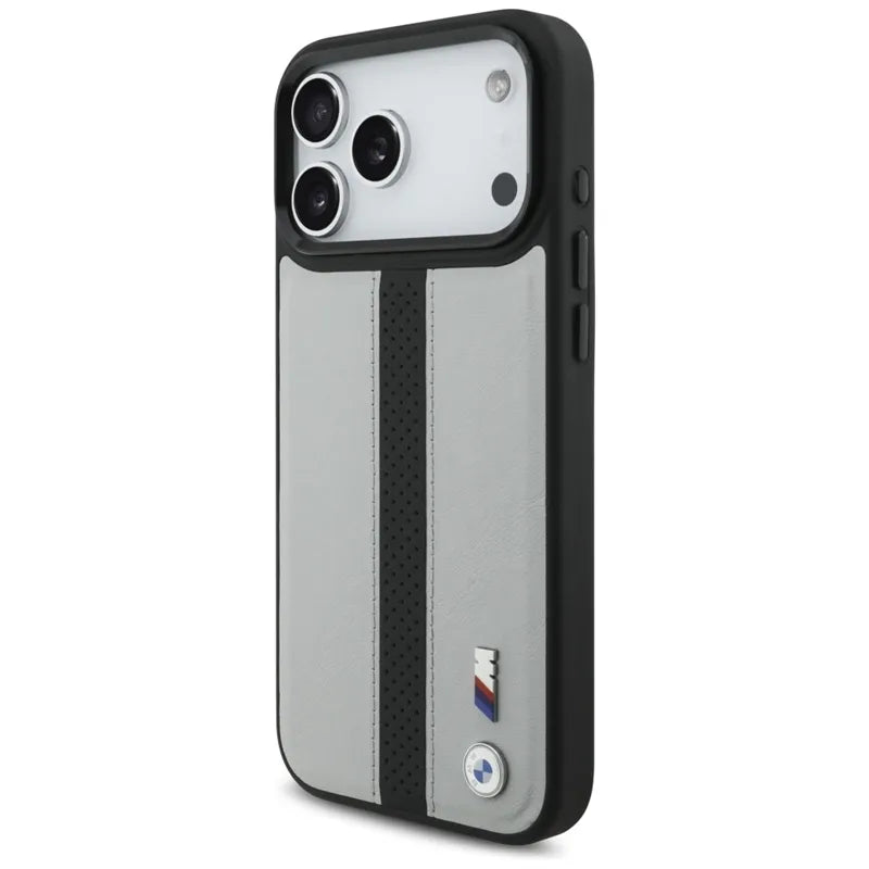 BMW M Perforated Stripe Logo MagSafe – iPhone 17 Pro Max dėklas (pilkas)