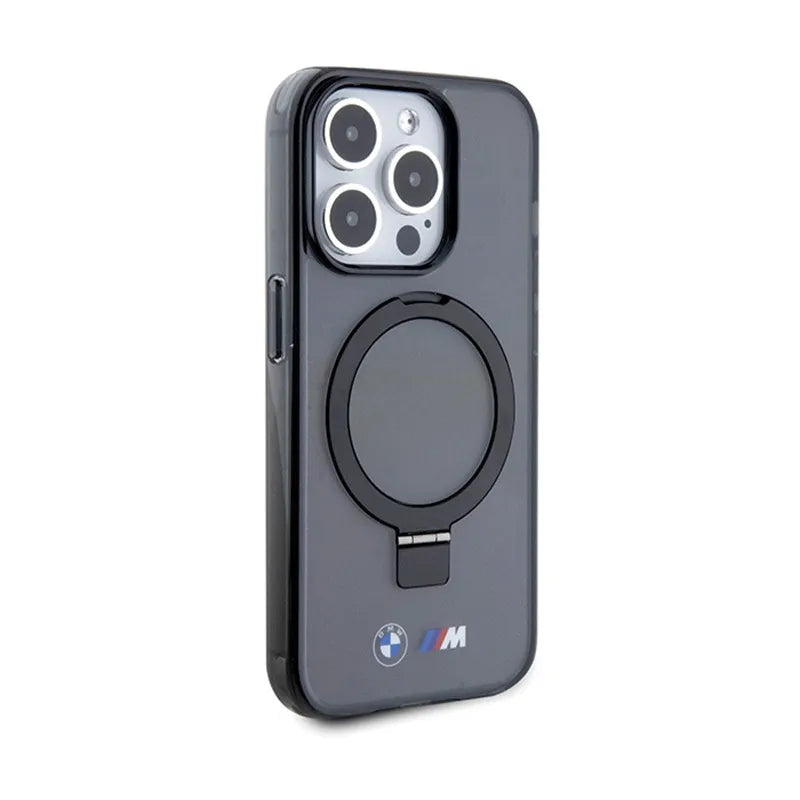 BMW Ring Stand M Collection MagSafe dėklas, skirtas iPhone 15 Pro (juodas)