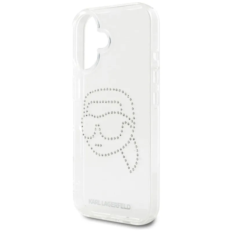 Karl Lagerfeld IML Rhinestones Karl Head – dėklas skirtas iPhone 16 (skaidrus)