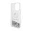 Hello Kitty Liquid Glitter Charms Kitty Head dėklas, skirtas iPhone 15 Pro Max (sidabrinis)