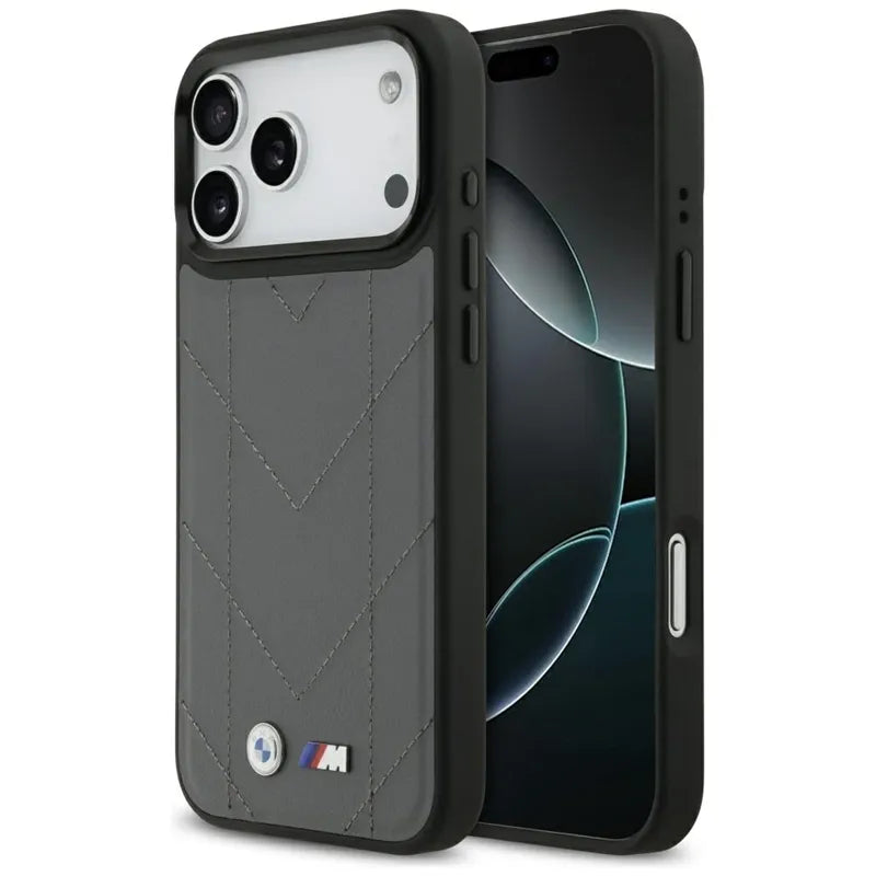 BMW M Quilted Logo MagSafe – „iPhone 17 Pro Max“ dėklas (antracito spalvos)