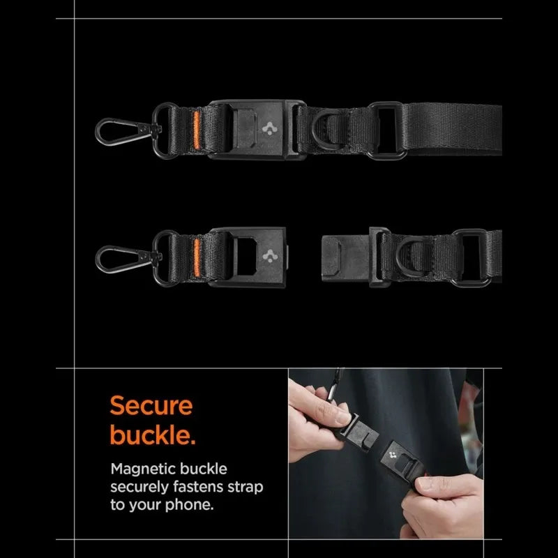 Spigen DA30M Lanyard Strap Crossbody – universalus telefono dirželis / virvelė (juodas)