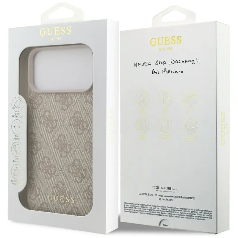 Guess 4G Classic – dėklas iPhone 17 Pro Max (rožinis)