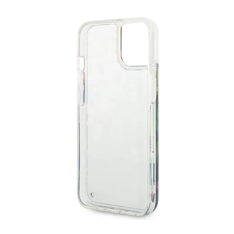 „Guess Liquid Glitter Flower“ – dėklas „iPhone 14 Plus“ telefonui (mėlynas)
