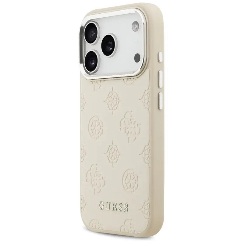 Guess Peony Hot Stamp Script MagSafe – dėklas iPhone 17 Pro (smėlio spalvos)
