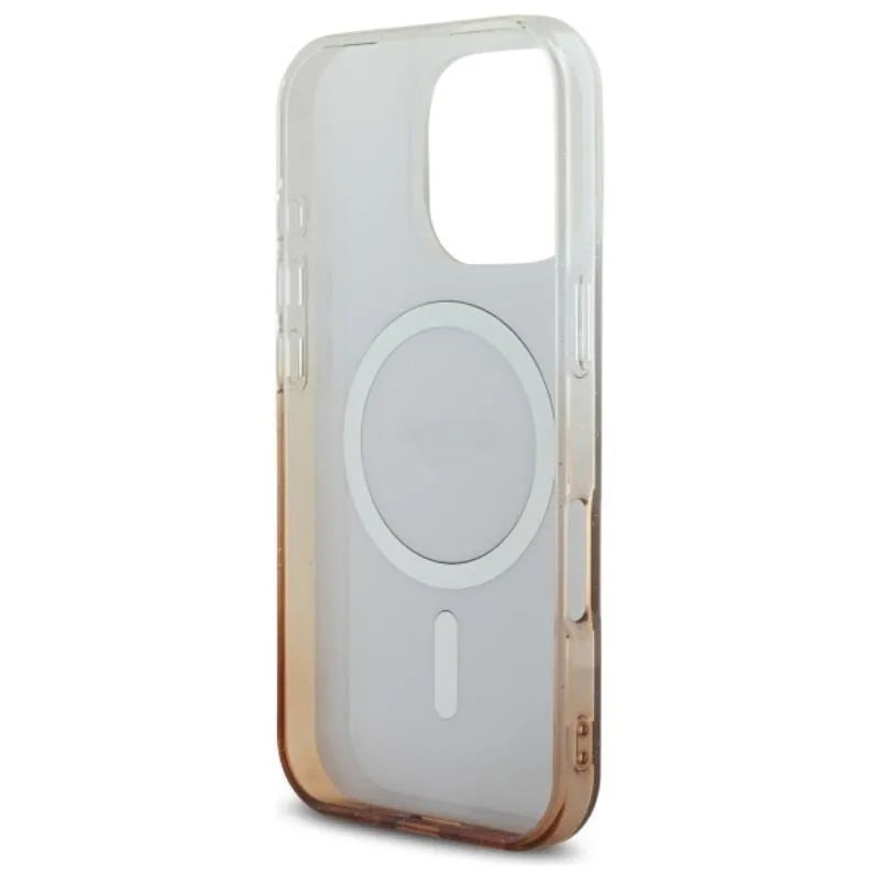 Guess IML Glitter Gradient MagSafe – dėklas iPhone 16 Pro (rudas)