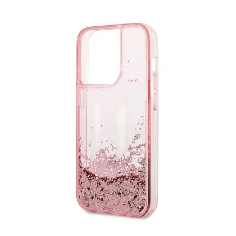 Karl Lagerfeld Liquid Glitter Big Logo dėklas – dėklas iPhone 14 Pro telefonui (rožinis)