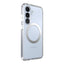 Speck Presidio Perfect-Clear Magnet – dėklas Samsung Galaxy S25 / S24 MagSafe (Skaidrus / Chromuotas paviršius / Serene Silver)