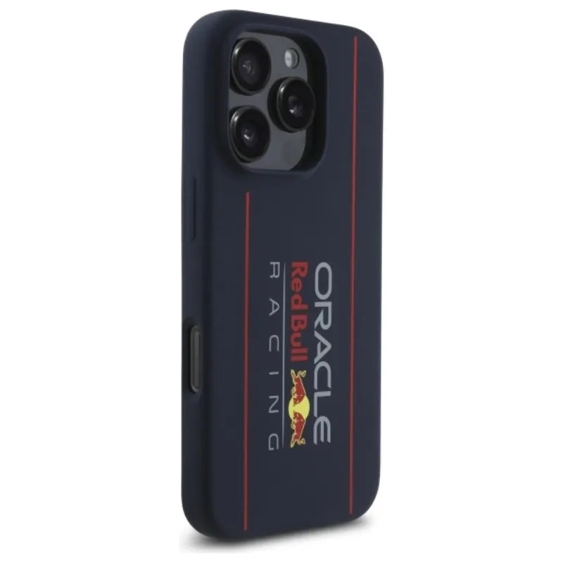 Red Bull Silicone Vertical Logo MagSafe – iPhone 16 Pro Max dėklas (tamsiai mėlynas)