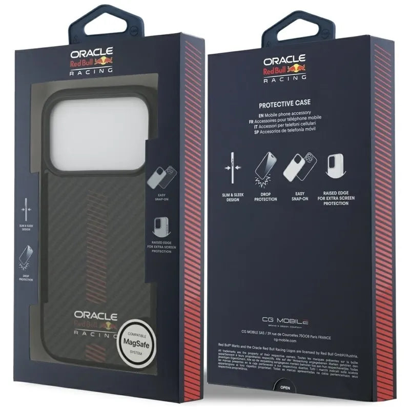 Red Bull Kevlar Powerbar MagSafe – dėklas iPhone 17 Pro (juodas)