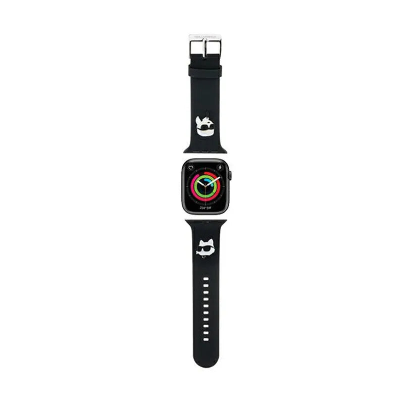 Karl Lagerfeld 3D Rubber Karl & Choupette Heads NFT – dirželis „Apple Watch“ 42/44/45/49 mm (juodas)
