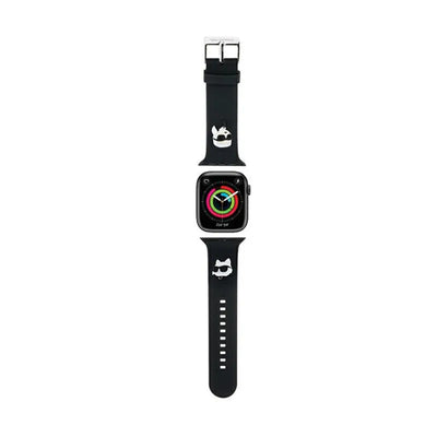 Karl Lagerfeld 3D Rubber Karl & Choupette Heads NFT – dirželis „Apple Watch“ 42/44/45/49 mm (juodas)