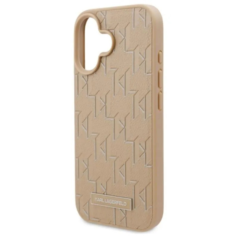 Karl Lagerfeld Hot Stamp MagSafe – dėklas iPhone 16 (smėlio spalvos)