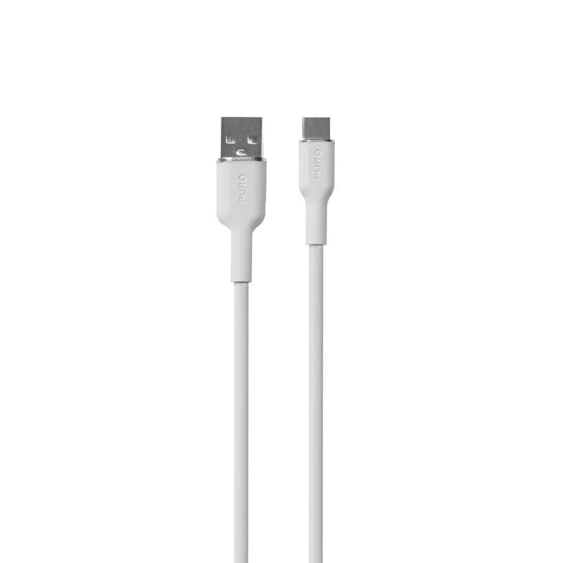 PURO ICON Soft Cable – USB-A į USB-C kabelis 1,5 m (Baltas)