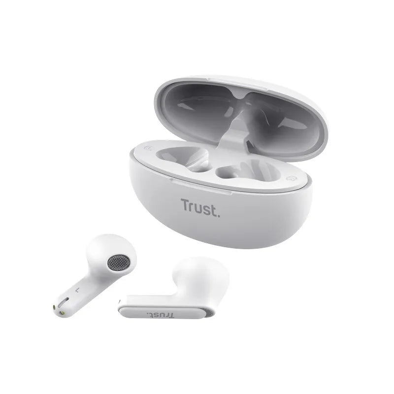 Trust Yavi – belaidės Bluetooth TWS ausinės su įkrovimo dėklu ir ENC (baltos)