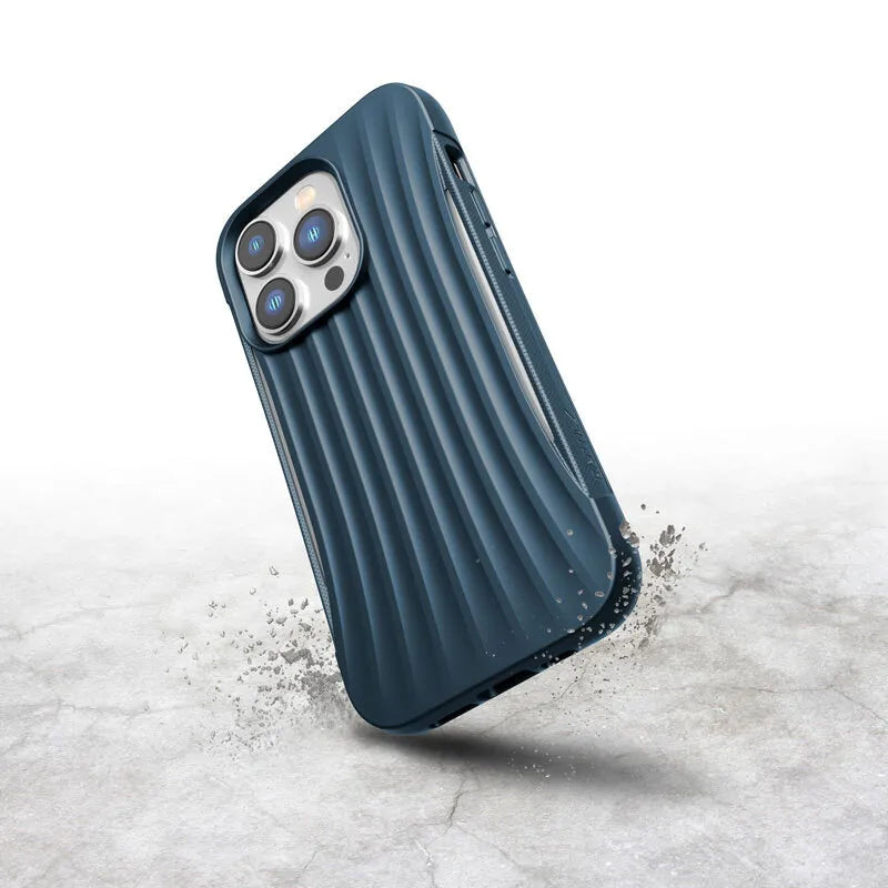 X-Doria Raptic Clutch – biologiškai skaidus dėklas, skirtas iPhone 14 Pro (išbandytas kritimas iš 3m aukščio) (mėlynas)