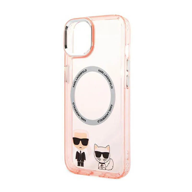 Karl Lagerfeld Karl&Choupette Aluminium MagSafe - dėklas iPhone 14 Plus (rožinis)