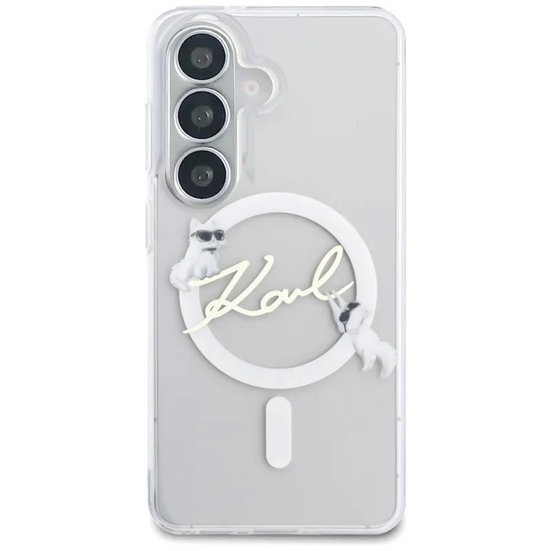 Karl Lagerfeld IML KC Script MagSafe – Samsung Galaxy S26+ dėklas (skaidrus)