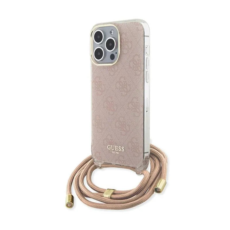 Guess Crossbody Cord 4G Print - dėklas iPhone 15 Pro (rožinis)