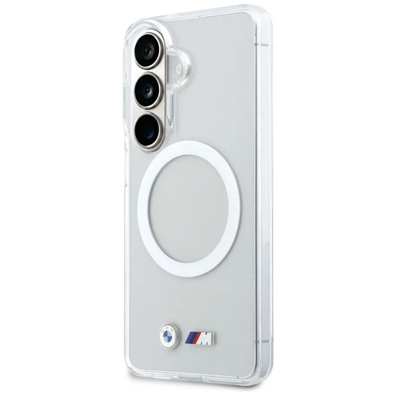 BMW IML Shockproof Metal Logo MagSafe – dėklas Samsung Galaxy S26 (skaidrus)