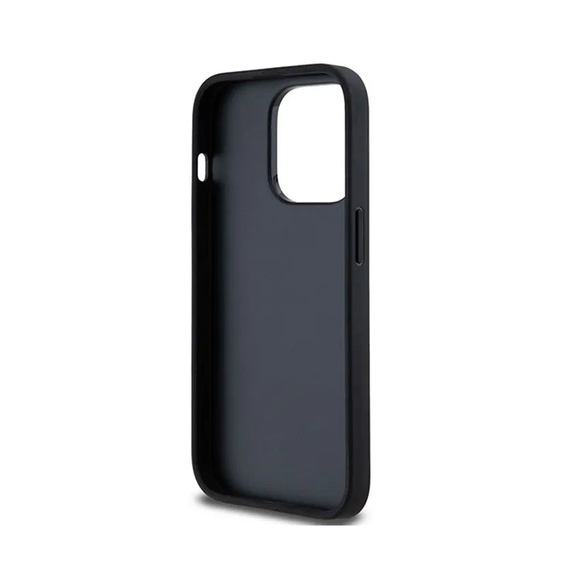 DKNY Leather Checkered Mono Pattern & Printed Stripes – dėklas iPhone 14 Pro (juodas)