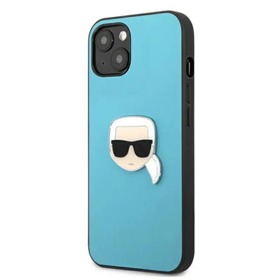 Karl Lagerfeld PU odinis dėklas su metaline Karl's Head detale - iPhone 13 mini (mėlynas)