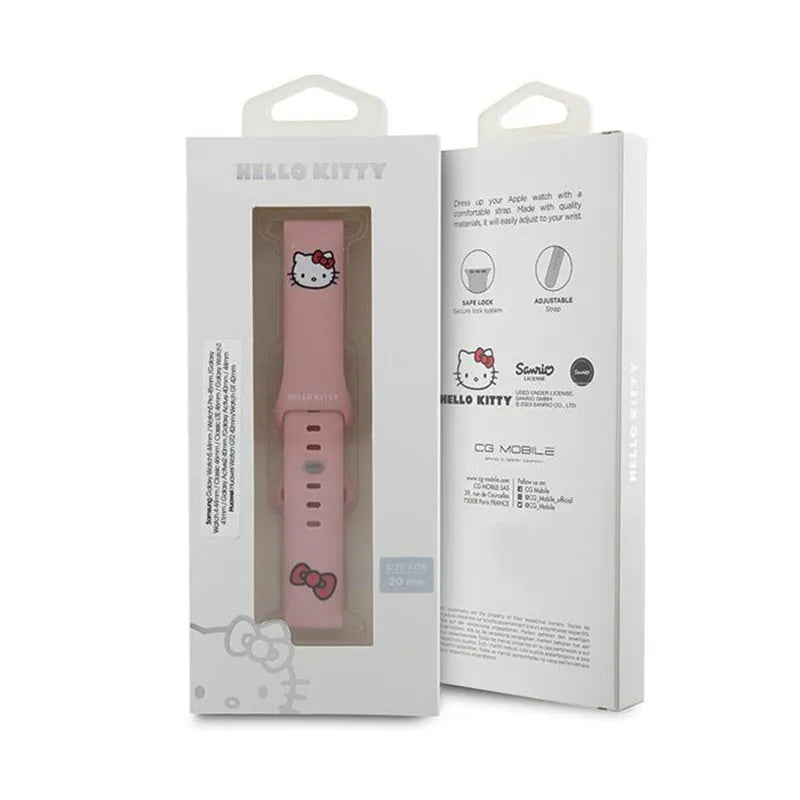 Hello Kitty Silicone Kitty Head – universalus dirželis išmaniajam laikrodžiui 20 mm (rožinis)