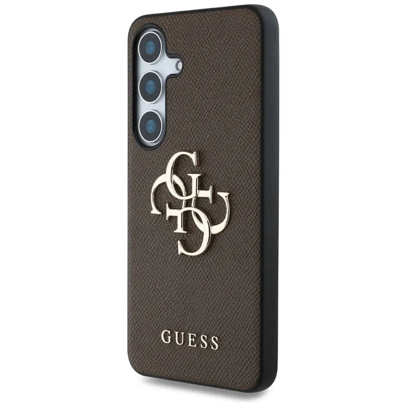„Guess Grained Big 4G Logo Small Classic Logo“ – dėklas „Samsung Galaxy S25+“ (rudas)