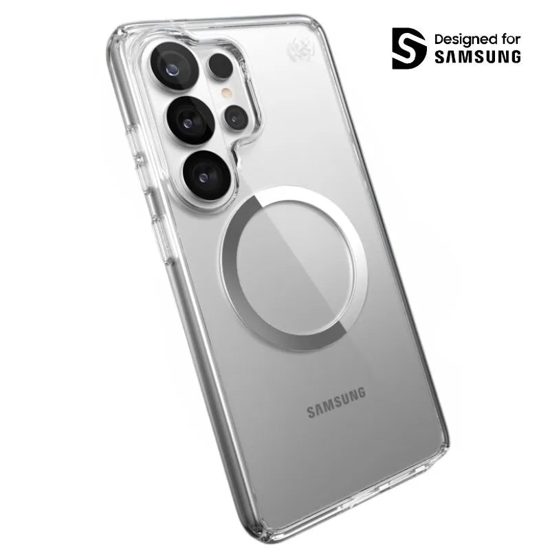 Speck Presidio Perfect-Clear Magnet – dėklas Samsung Galaxy S26 Ultra MagSafe (skaidrus/sidabrinis)
