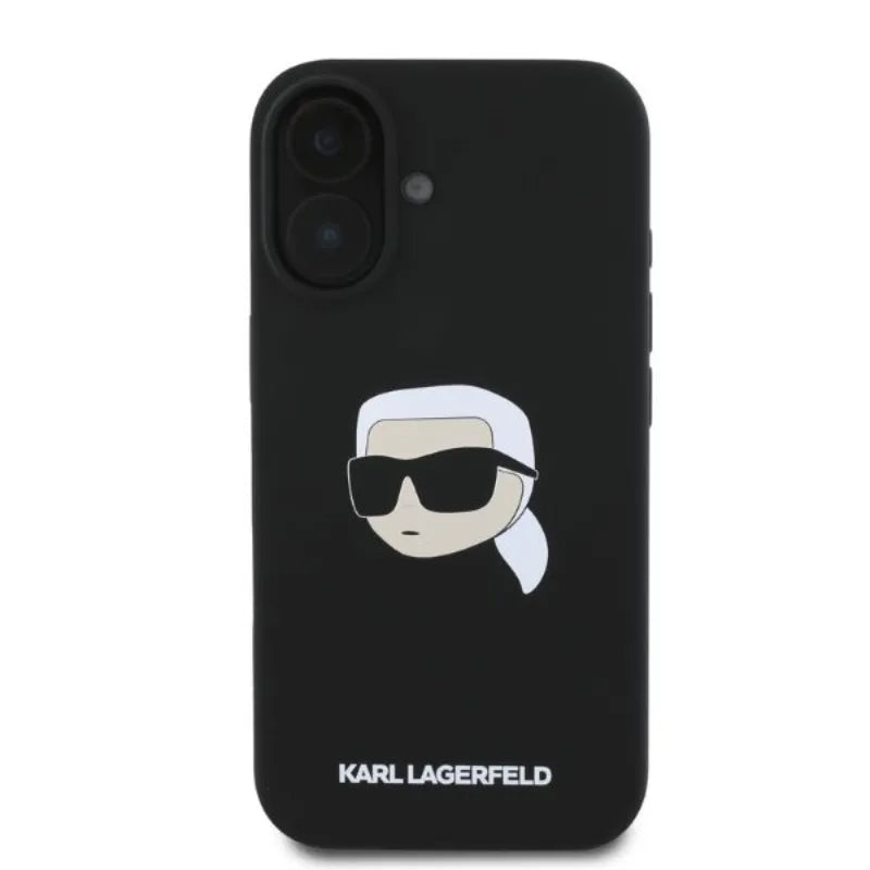Karl Lagerfeld Silicone Karl Head Print MagSafe – dėklas iPhone 16 (juodas)